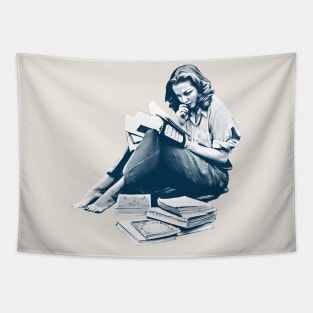 Sylvia Plath / Retro Duotone Fan Design Tapestry