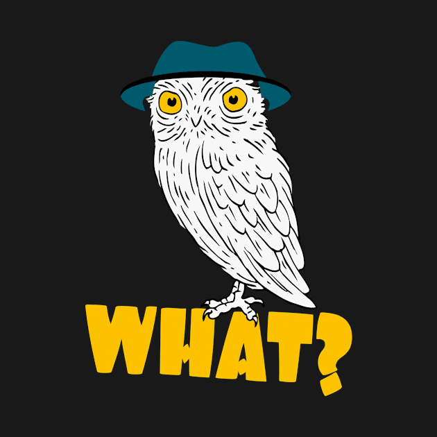 Funny Owl With Hat Hipster Bird by Foxxy Merch