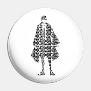 Mashle : Magic and Muscles Anime Characters Design : Mash Burnedead Minimalist Silhouette with Cool Transparent Black Text Typography Pin