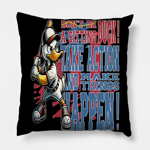 Duck Batter Up Pillow by maknatess