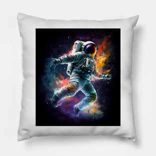 Astronaut dancing in space cosmos Pillow