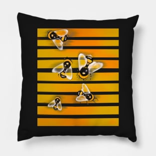 Bee themed gifts for women, men and kids. Bumblebees on stripes Pillow