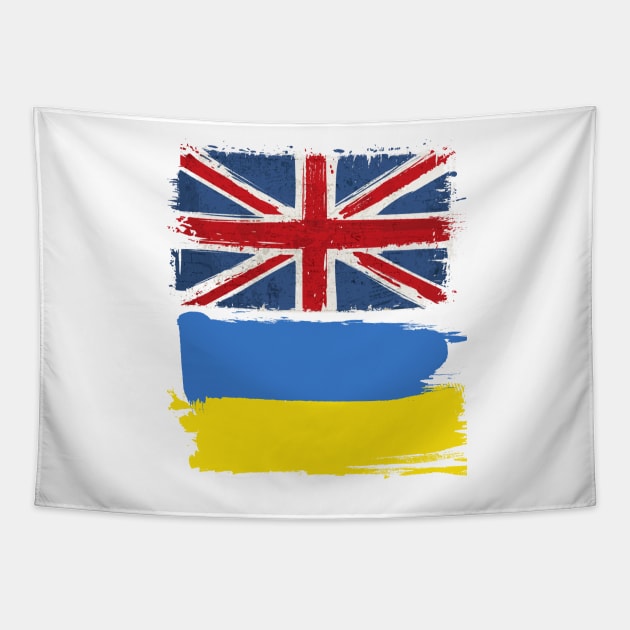 Uk and Ukraine Flag Tapestry by Islanr