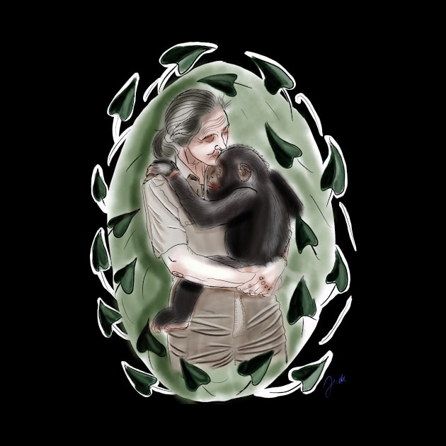 Tattoo Design Monkey Lover Jane Goodall With Chimpanzee by TattooQueen-8