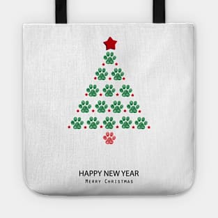 Made of green paw christmas tree Tote