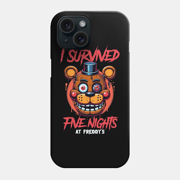 Five Nights at Freddy's I Survived Graphic Tee Phone Case by Franstyas