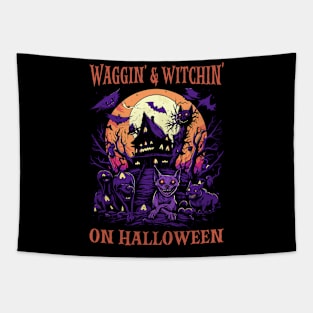 Waggin' & Witchin' Dog on Halloween Tapestry