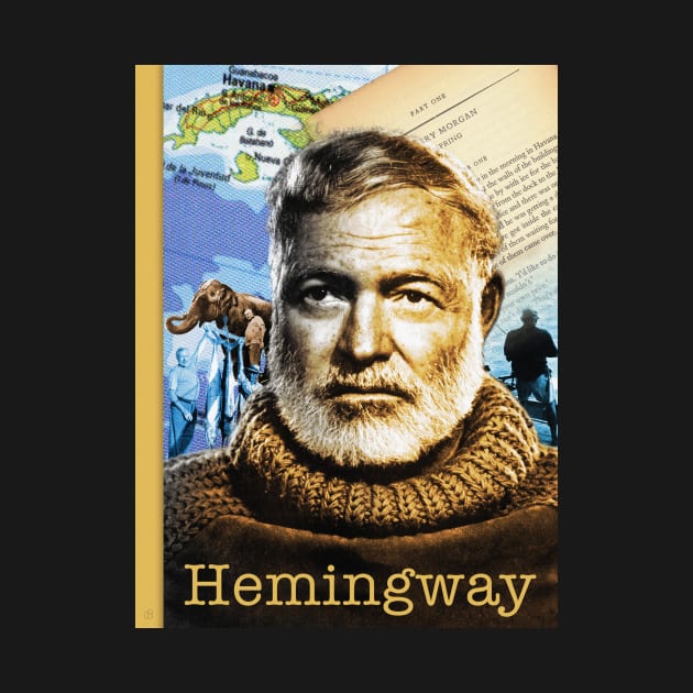 Ernest Hemingway Collage Portrait by Dez53