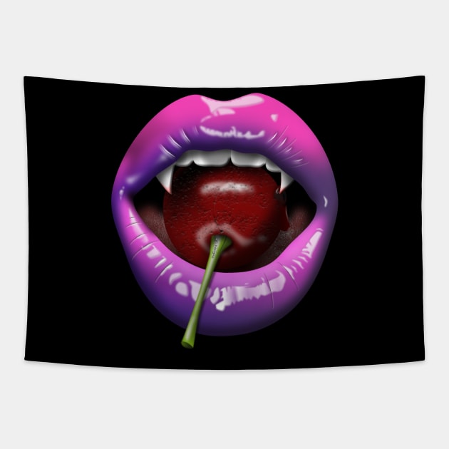 Vampire Lips Tapestry by JAC3D