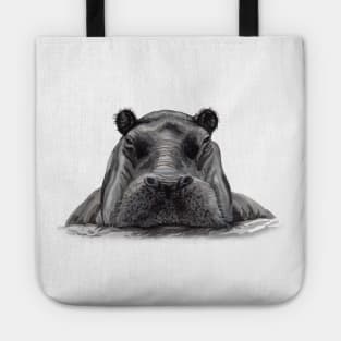 hippopotamus watercolor hand drawn Tote