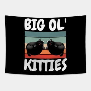 Funny Retro Big Ol' Kitties Cute Lazy Fat Cat Lover Tapestry