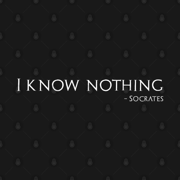 I Know Nothing - Socrates Quote - Ancient Greek Philosophy by Styr Designs