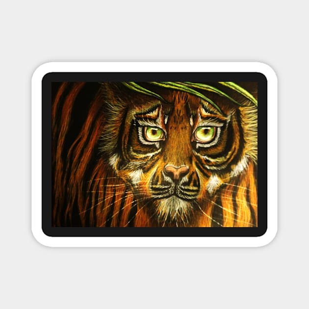 Tiger with Green Eyes Magnet by 1Redbublppasswo