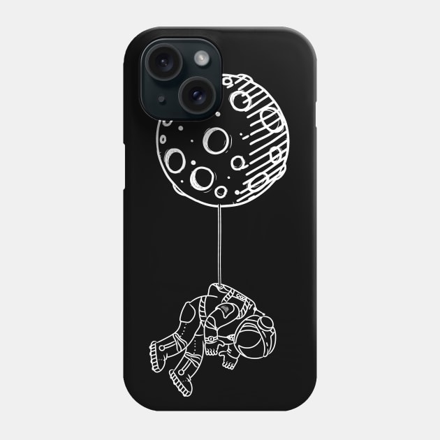 Astronaut hanging from the Moon Phone Case by Vin Zzep