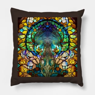 Stained Glass Tree In Autumn Pillow