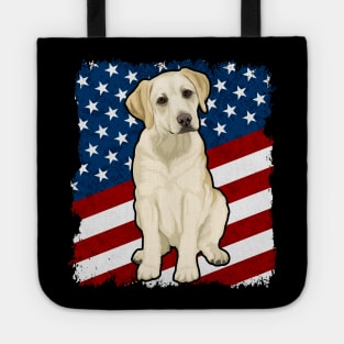 Yellow Labrador Dog American Flag Tote