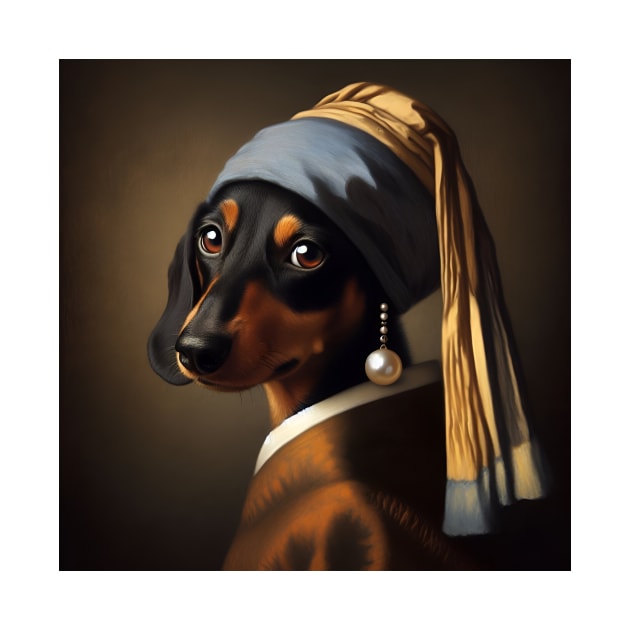 dachshund with a Pearl Earring by Arteria6e9Vena