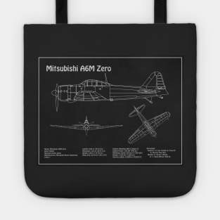 Mitsubishi A6M Zero Airplane Blueprint - PD Tote