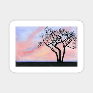 Sunset and Trees Original Watercolor Painting Magnet