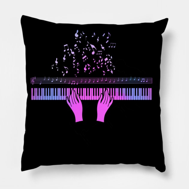 Musician Pianist Music Notes Piano Girl Instrumental Musical Musician Pillow by Alinutzi