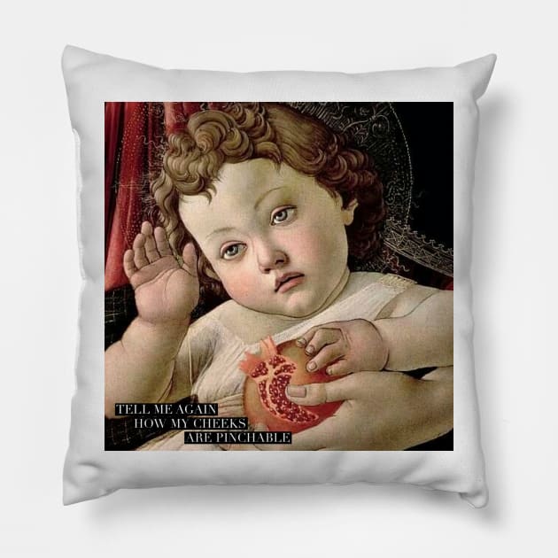 Funny Baby Shower Gift: Botticelli Painting Typography Pillow by penandbea