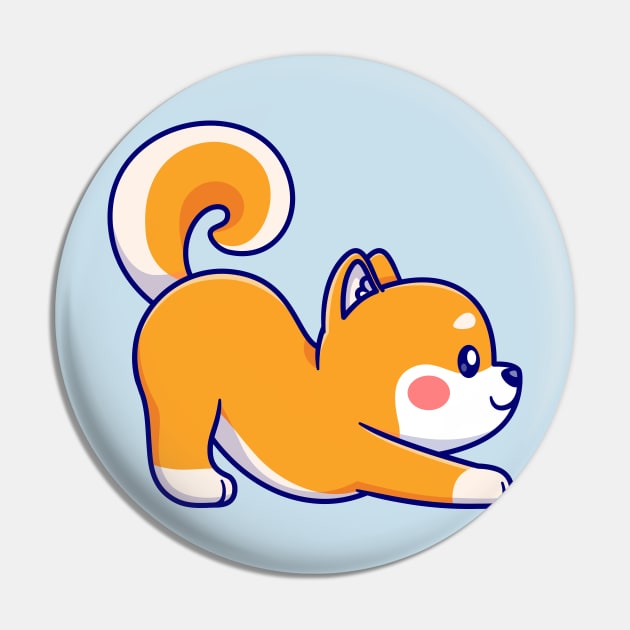 Cute Shiba Inu Dog Stretching Yoga Cartoon Pin by Catalyst Labs