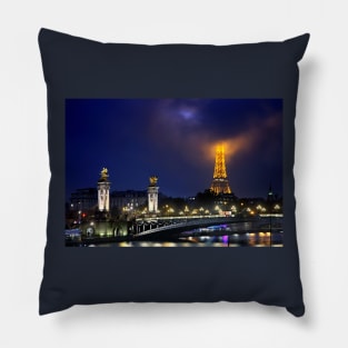 The Eiffel Tower lost in the clouds Pillow