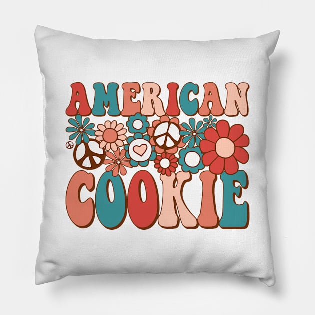 Retro Groovy American Cookie Matching Family 4th of July Pillow by BramCrye