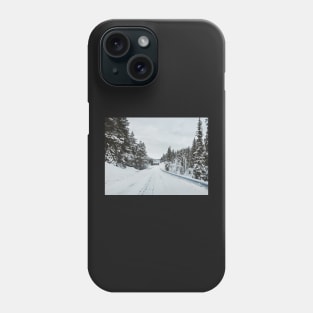 White Winter in Scandinavia - Remote Road Through Fir Tree Forest Phone Case