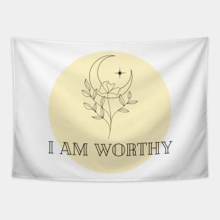 Affirmation Collection - I Am Worthy (Yellow) Tapestry