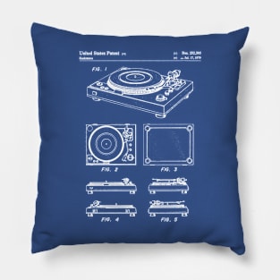 Vinyl Record Player Patent - Music Lover Bedroom Art - Blueprint Pillow