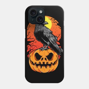 Halloween crow and pumpkin Phone Case