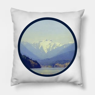 Majestic Snow Capped Mountains  Vancouver, Bristish Columbia, Pacific West Coast Pillow