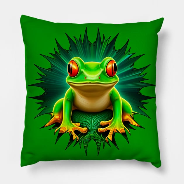 Froggy Animal Spirit (22) - Trippy Psychedelic Frog Pillow by TheThirdEye