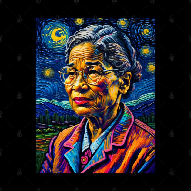 Rosa Parks in starry night by FUN GOGH