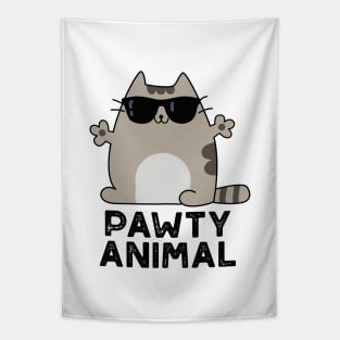 Pawty Animal Cute Party Cat Pun Tapestry