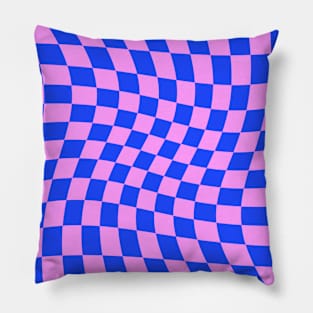 Twisted Checkered Square Pattern - Blue & Pink Pillow