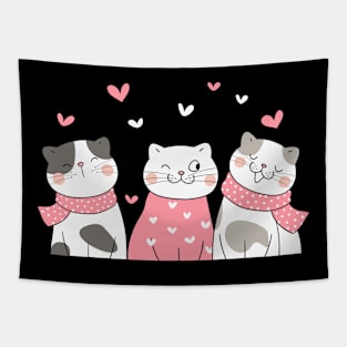 Three Cats Three Moods Tapestry