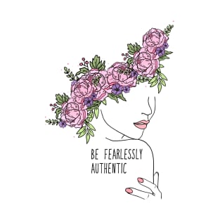 Silhouette Of A Girl With An Inspirational Quote "Be Fearlessly Authentic" T-Shirt