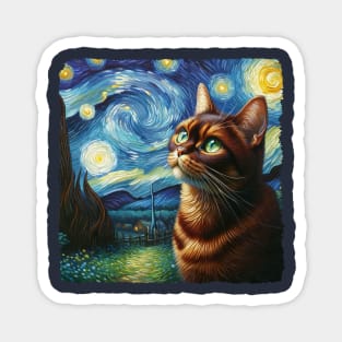 Havana Starry Night Inspired - Artistic Cat Magnet