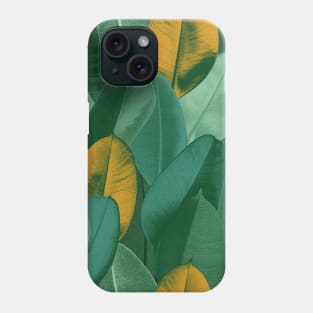 Colorful Ficus leaves seamless pattern. Vibrant summer tropical print. Exotic tropical textural plants Phone Case