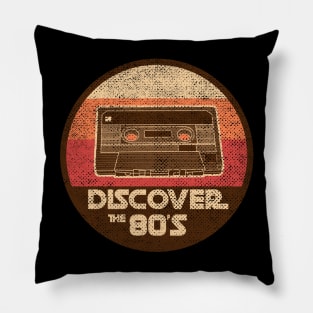 DISCOVER THE 80'S retro vintage cassette tape mashup Pillow