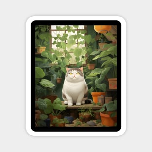 Purrfect Harmony: Cats and Plants Magnet