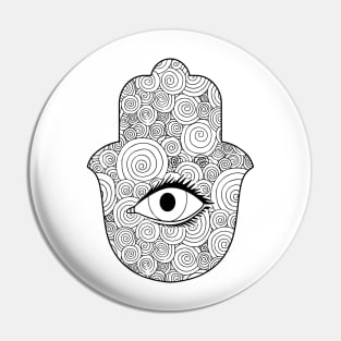 Hamsa Hand Third Eye Pyramid Spirituality, Mandala Hamsa Hand Pin