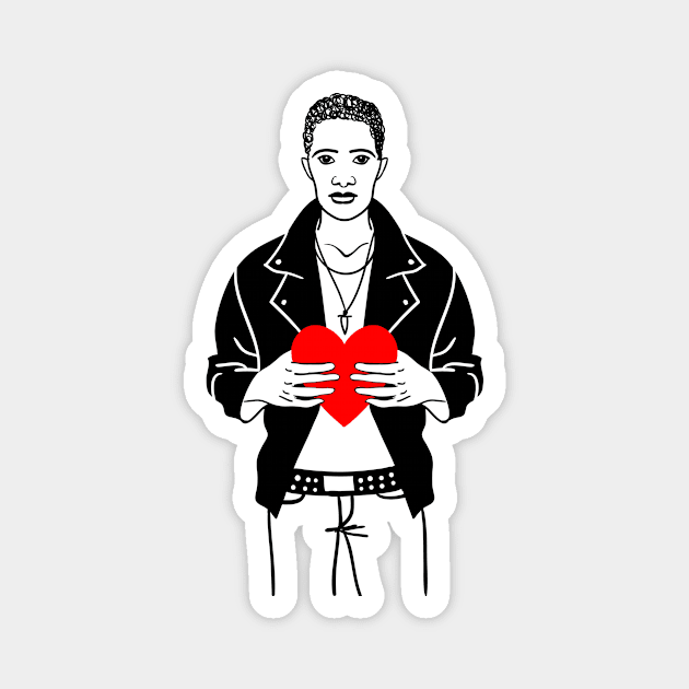 Stylish guy in a jacket with big heart Magnet by fears