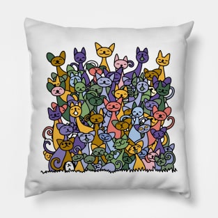 doodle cats pile Pillow