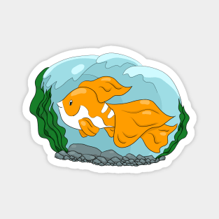 Cute Golden and White Fish Magnet