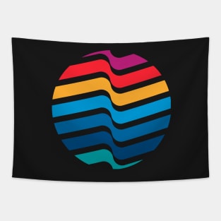 Retro style waves Tapestry