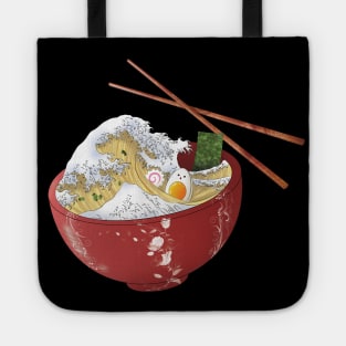 Great ramen noodle wave with kawaii egg - vintage comic funny japanese food | Foodie Tote