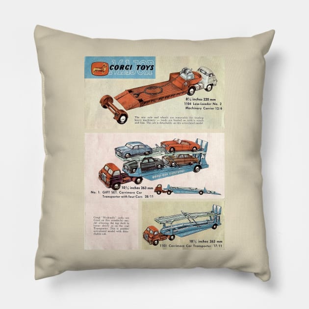 Vintage Corgi Car Transporter 1963 Pillow by Blueasri